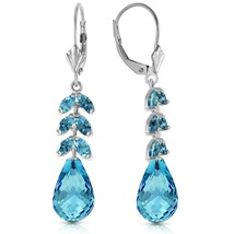 11.2 Carat 14K White Gold Leverback Gemstone Earrings Blue Topaz Series Classic - £446.97 GBP