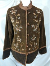 Vintage WHITE STAG Embroidered Blazer Womens Brown Floral Suit Jacket Beaded S M - $28.53