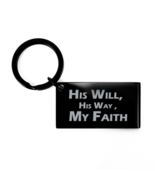 Motivational Christian Black Keychain, His Will, His Way , My Faith, Ins... - $19.75