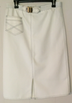 vintage 70&#39;s skirt size M women white with blue stitching brand-Insepara... - $12.62