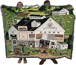 Early America Country Farm Gift Tapestry Throw Woven From Cotton By, 72X54 - $77.96