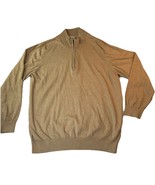 LL Bean Sweater Men&#39;s Size XXL Quarter Zip Tan Cotton Cashmere Knit Stretch - $23.00