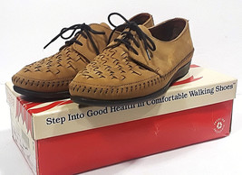 Vtg DEXTER Taupe Woven Oxfords in Box CASEY 9W Shoes Woven Lace Up Moccasins Tan - £53.25 GBP