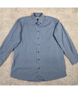 Eton Dress Shirt Mens 16.5 (42) Large Blue Gingham Plaid Button Up Long ... - $37.57