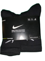 Nike Everyday Cushion Crew Socks Large Us size Men 9 Woman’s - Pack of 6 (Black) - £23.64 GBP