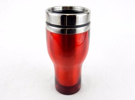 Red Travel Mug, Stainless Steel Liner, Press On Lid, Fits Drink Holder, #MG-520 - £6.26 GBP