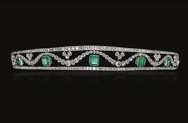 Crystal Emerald Green Bridal Tiara, Queen Wedding Crown, Bridal Hair Jewelry, Ro - £286.69 GBP