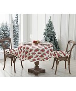 Christmas Vintage Red Farm Truck Fabric Tablecloth 60&quot; Round Country Cab... - £27.76 GBP