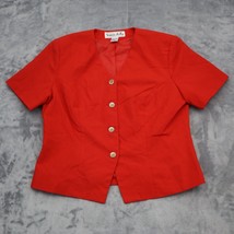 Victoria Holley Shirt Womens 12 Red Petite Short Sleeve V Neck Button Blouse - £14.79 GBP