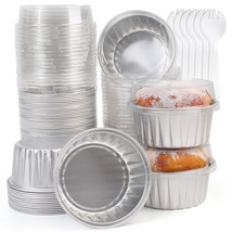 Cupcake Liners 50 Pack 5Oz Aluminum Foil Baking Cups Muffin Tin Souffle Holders - £29.47 GBP