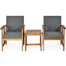 3PC Solid Wood Outdoor Patio Sofa Furniture Set-Gray - Color: Gray - $5,392.72 MXN