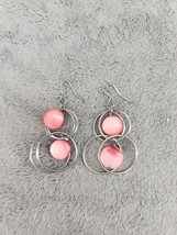 Pair Of Pink Disc and Small Hoop Earrings - $9.58