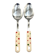 Temp-tations by Tara Serving Spoons Winter Whimsy Polka Dot Set of 2 Chr... - £15.61 GBP