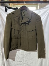 VTG US Army Olive Green Button Front Ike Wool Field Jacket Mens 34S 1946 - $49.49