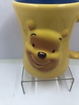 Disney Store Cup HUGGABLY POOH Coffee Tea 3D Mug Yellow Blue Ceramic - $10.84