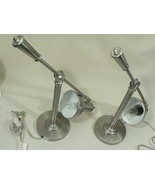 Desk Table Lamp Retro Modern Adj. Arms Pair 2 pc. set Brushed Alum Finis... - £218.15 GBP