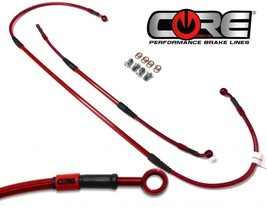 Honda XR650L Brake Lines 1993-2022 2023 2024 Front Rear Red Braided Steel Kit - £102.70 GBP