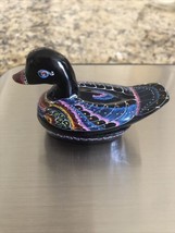 Vintage Black  Wooden Duck Trinket Box Handmade Hand Painted. Made In Thailand - £15.95 GBP