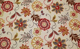 Richloom Avery Spice Red Beige Large Floral Multiuse Cotton Fabric By Yard 54&quot;W - £7.69 GBP