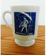Morton Salt collectible footed coffee mug 1921 &quot;When it Rains it Pours&quot; Ad - $15.00