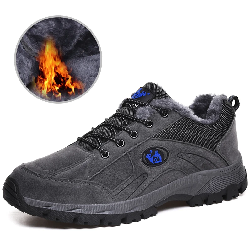 49 Winter Lager Size Outdoor Men Leather Casual Shoes Women Warm Fur Sneakers La - £58.09 GBP