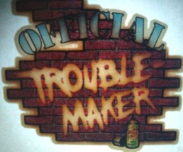 Official Trouble Maker Screamin Gleamin Glitter Iron-On Decal Donruss Vintage - £7.66 GBP