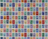 Cotton Stamps Travel World Postage Mail Fabric Print by the Yard D588.55 - $12.95