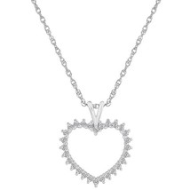 0.25CT Diamante Natural Abierto Collar con Corazón 14K Oro Blanco Chapado Plata - £231.44 GBP