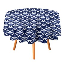 Mondxflaur Vintage Waves Tablecloth Round Kitchen Dining for Table Decor Home - £12.78 GBP+