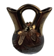Small Native American Indian Pottery Wedding Vase Raku Signed by Bob - $34.64
