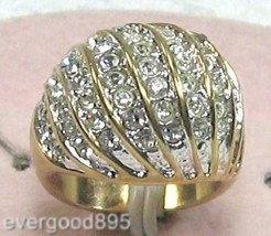 VINTAGE14k Gf. 9 Rows C.Z. Dome Set Cocktail Ring Sz 5 - £19.35 GBP