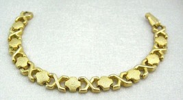 Shiny /BRUSH Gold Plated Filigree X Design Bracelet 8&quot;L - £7.09 GBP