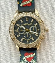 Ed Hardy Gold-Tone w/Black Dial 38mm Women&#39;s Watch (Style# 14982G-42-G01) - $14.84