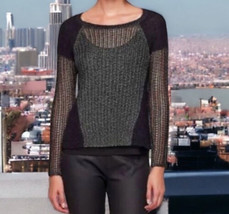 Eileen Fisher Metallic Mohair Pullover Top X Small 2 4 $298 Black Charcoal Gray - £88.43 GBP