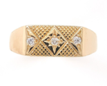 14k Gold Men&#39;s Genuine Natural Diamond Ring Hand Engraved Size 10. 75 (#... - £802.12 GBP