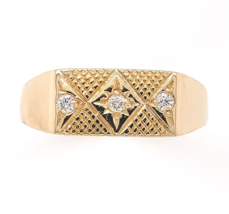 14k Gold Men&#39;s Genuine Natural Diamond Ring Hand Engraved Size 10. 75 (#J6537) - £806.42 GBP