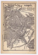 1897 Original Antique City Map Of Oldenburg / Germany - £15.14 GBP