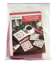 Needlecraft Kit Plastic Canvas Snowflake Coasters and Storage Box White Red - $19.24