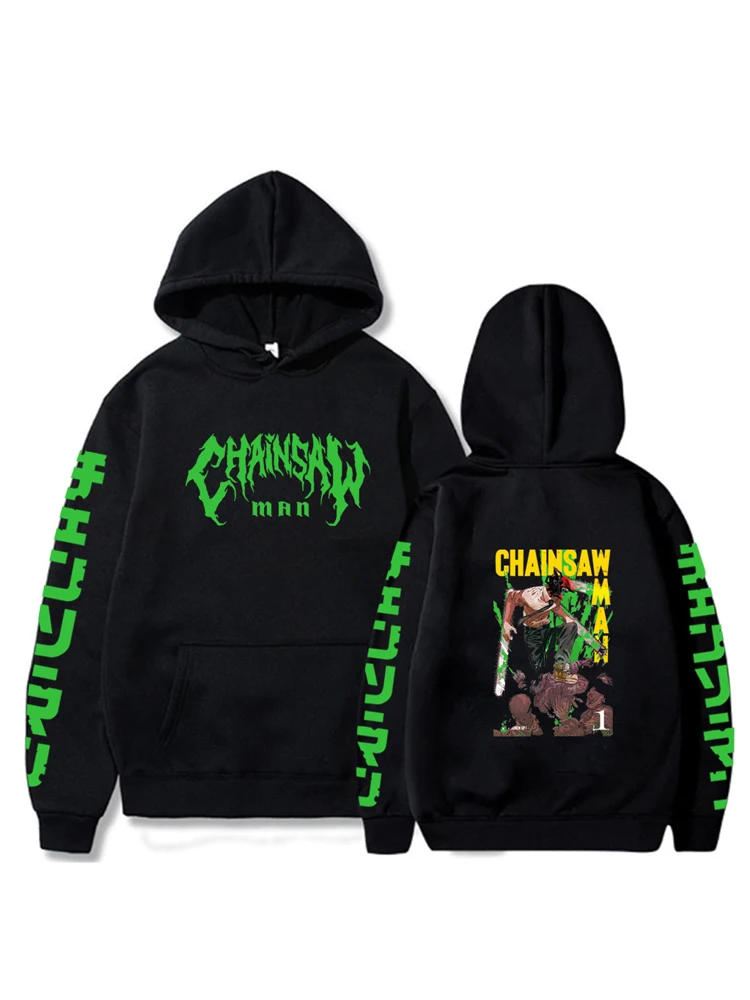 New  Chainsaw Men&#39;s Hoodie  Double Sided Print Oversized Streetwear Long Sleeve  - £67.91 GBP