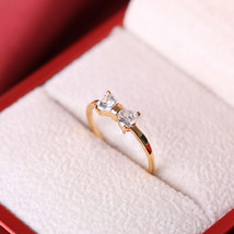 [Jewelry] Simple Crystal Bow Ring for Friendship Best Friend Gift - Size US 8 - £7.02 GBP