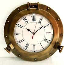 Antique Marine Brass Ship Porthole Clock Nautical Wall Clock Home Decorative - £44.74 GBP