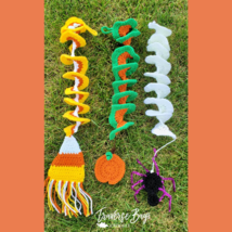 Crochet Halloween wind spinners spider pumpkin candy corn PATTERN ONLY - £6.32 GBP