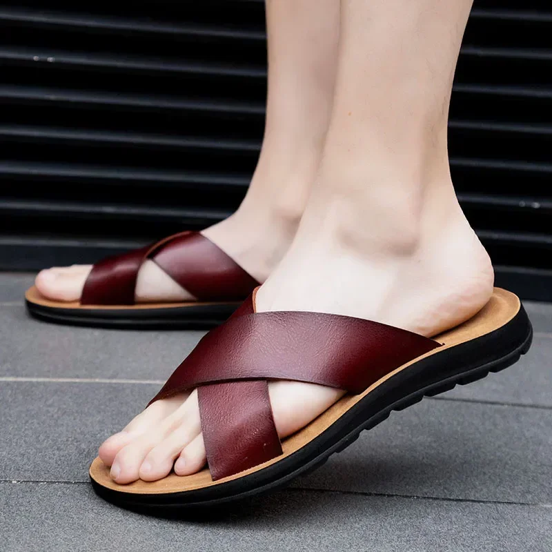 Men&#39;s Slippers Summer  Large Size Outdoor Beach Casual Sandals Trend Men... - £27.56 GBP+