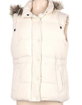 NEW Banana Republic Factory Faux Fur Hood Puffer Vest Size Large Ivory NWT - £102.35 GBP