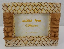 PICTURE FRAME FOR 4.5 X 3.5 in PHOTOS TIKI STATUES BROWN WEAVE LOOK ALOH... - £13.30 GBP