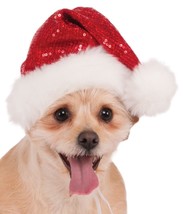 Rubies Pet Shop Santa Hat for Dog Cat Red Sequin White Fur Lined - $12.99