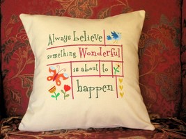 Pillow cover, Don&#39;t Quit Your Daydreams, embroidered pillow - $25.45