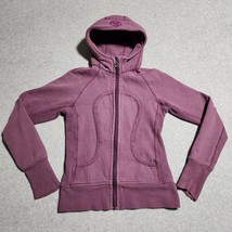 Lululemon Women&#39;s Purple Striped Scuba Hoodie Full Zip Jacket Size XS 4 Stretch - £22.12 GBP