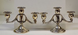 -SET OF 2 STERLING 3 LIGHT CANDLE HOLDER RAINFORCED  WITH  CEMENT - £90.22 GBP