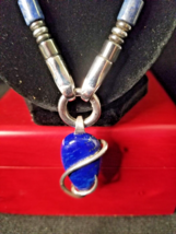 Pendant Rope Necklace: Hematite Beads: Lapiz 925 Mexico Silver Southwest... - $121.06